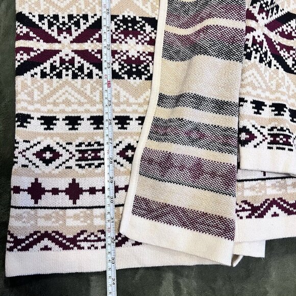 Lucky Brand Aztec Jacquard Open Front Long Sleeve Knit Cardigan Size XL Boho - Picture 9 of 9